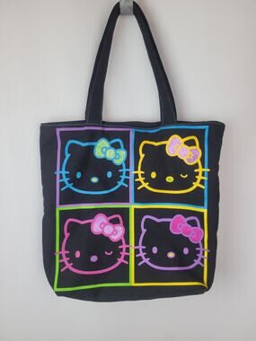Sanrio Hello Kitty Kidcore Black Tote Zippered Bag Size Medium